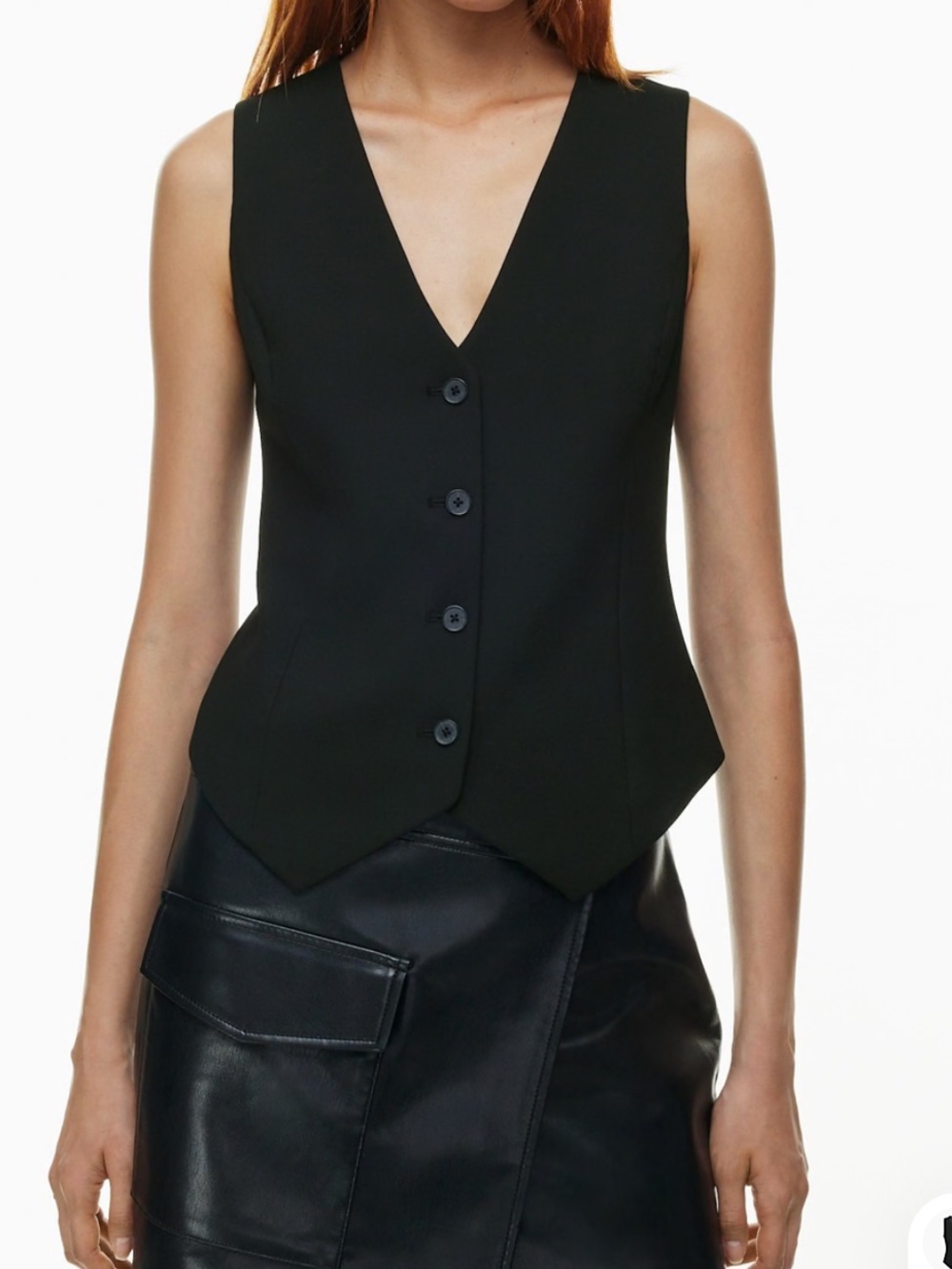 Aritzia Babaton Black Tailored V-Neck Button Vest “Director Vest”